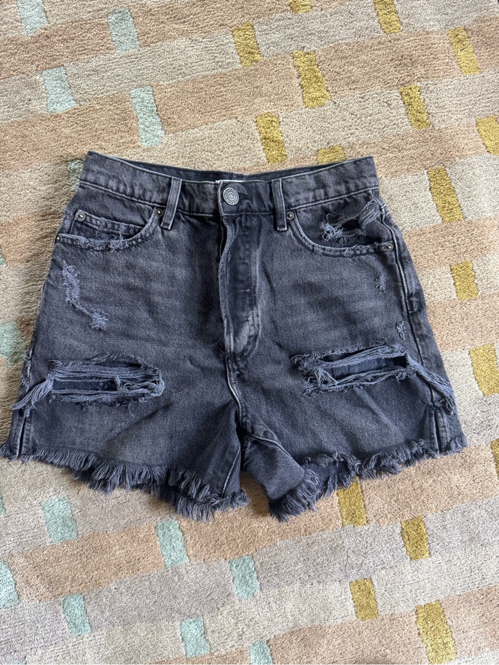 Garage Black Distressed Denim Shorts